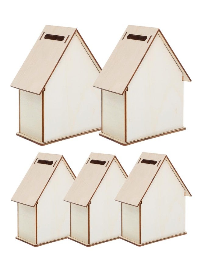 BESTonZON DIY Wooden House Piggy Bank for Kids Unfinished Paintable Coin Bank Craft Kit Small 4.13 Inch Creative Money Box for Children S Art and Saving - Image 1